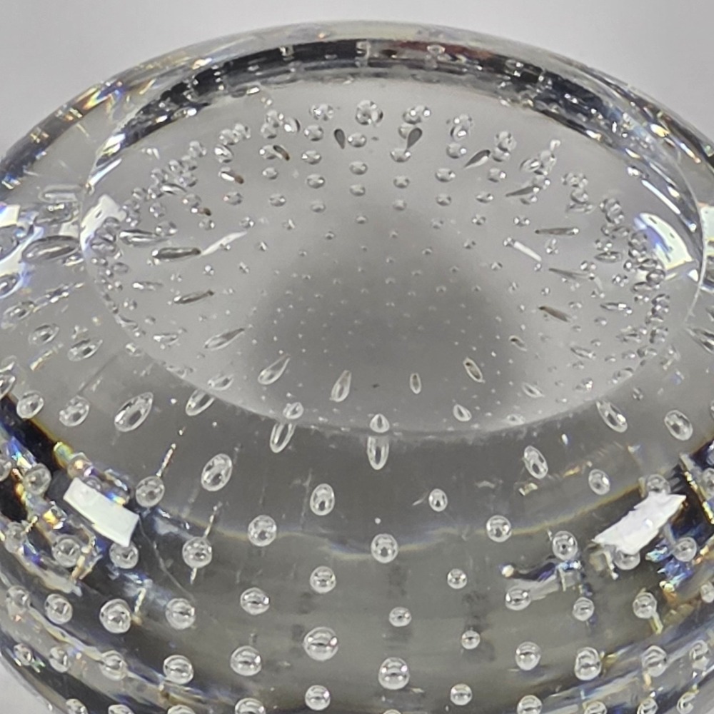 Bullicante Crystal Glass Paperweight Controlled Bubble 3" Heavy Clear Quality - Picture 7 of 7